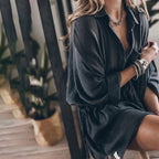 Robe ample d'été femme, manches courtes, noir ou blanc, noir