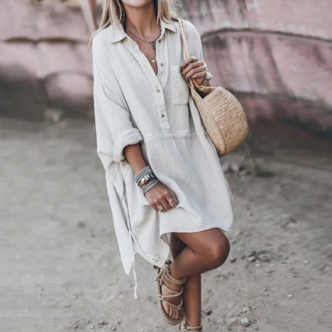 Robe ample d'été femme, manches courtes, noir ou blanc, blanc