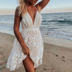 Robe d'été blanche femme à manches courtes, du S au XL, blanc