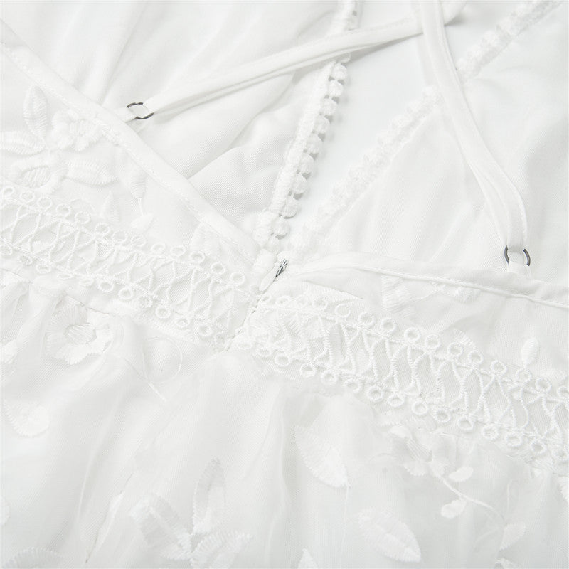 Robe d'été blanche femme à manches courtes, du S au XL
