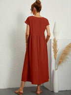 Robe d'été femme à manches courtes, coupe fluide, dix coloris