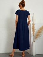 Robe d'été femme à manches courtes, coupe fluide, dix coloris