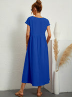 Robe d'été femme à manches courtes, coupe fluide, dix coloris