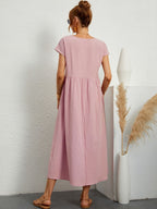 Robe d'été femme à manches courtes, coupe fluide, dix coloris