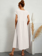 Robe d'été femme à manches courtes, coupe fluide, dix coloris