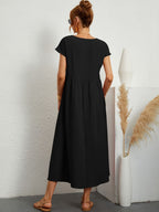 Robe d'été femme à manches courtes, coupe fluide, dix coloris
