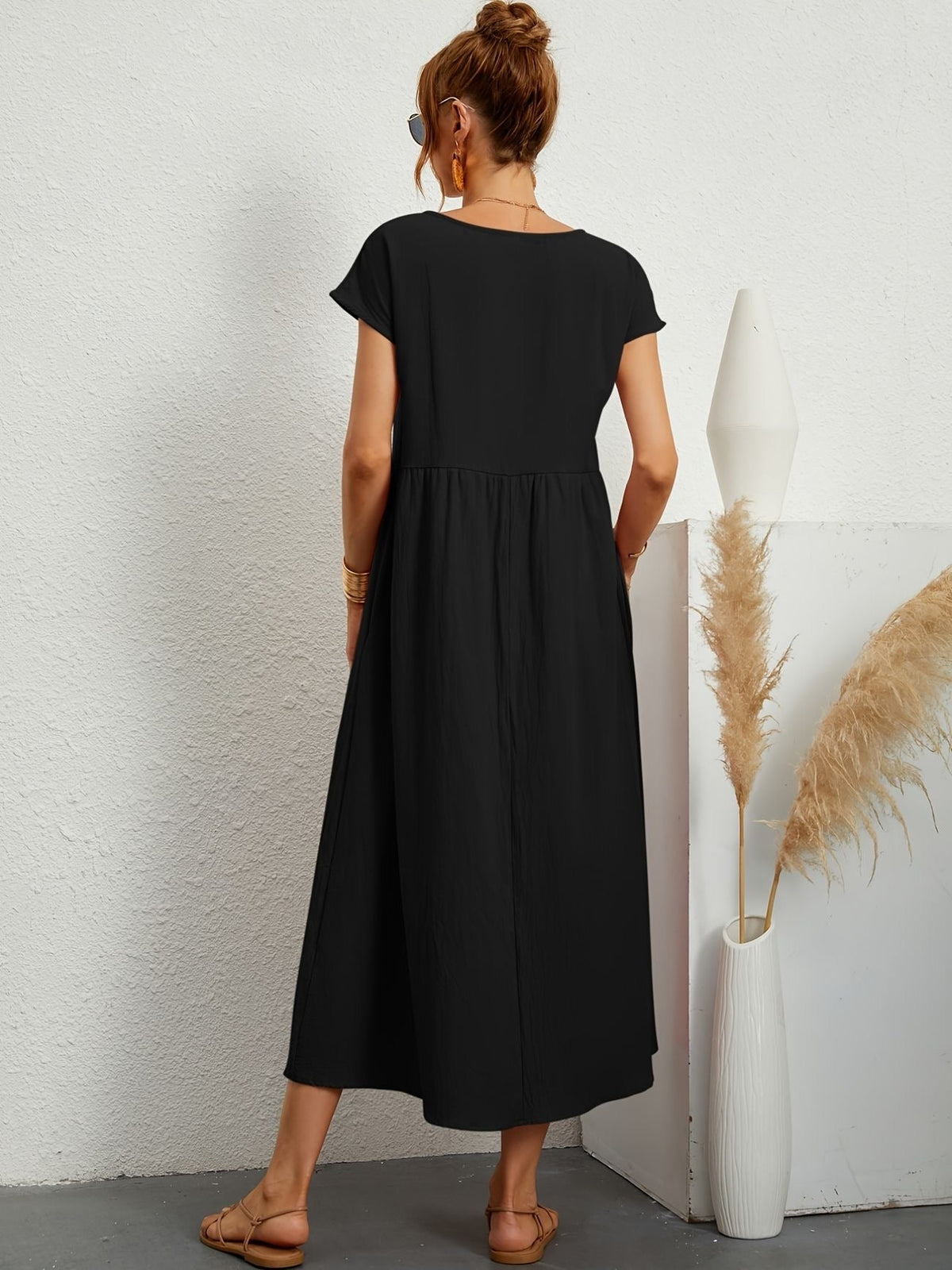 Robe d'été femme à manches courtes, coupe fluide, dix coloris