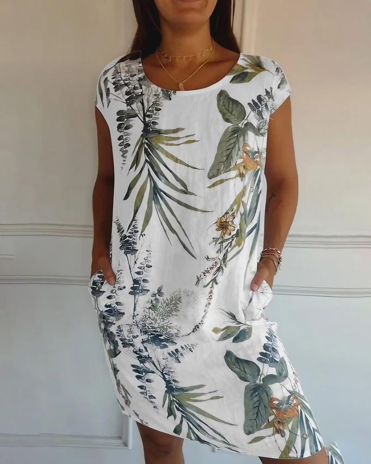Robe d'été sans manches femme, coupe fluide, neuf coloris, blanc