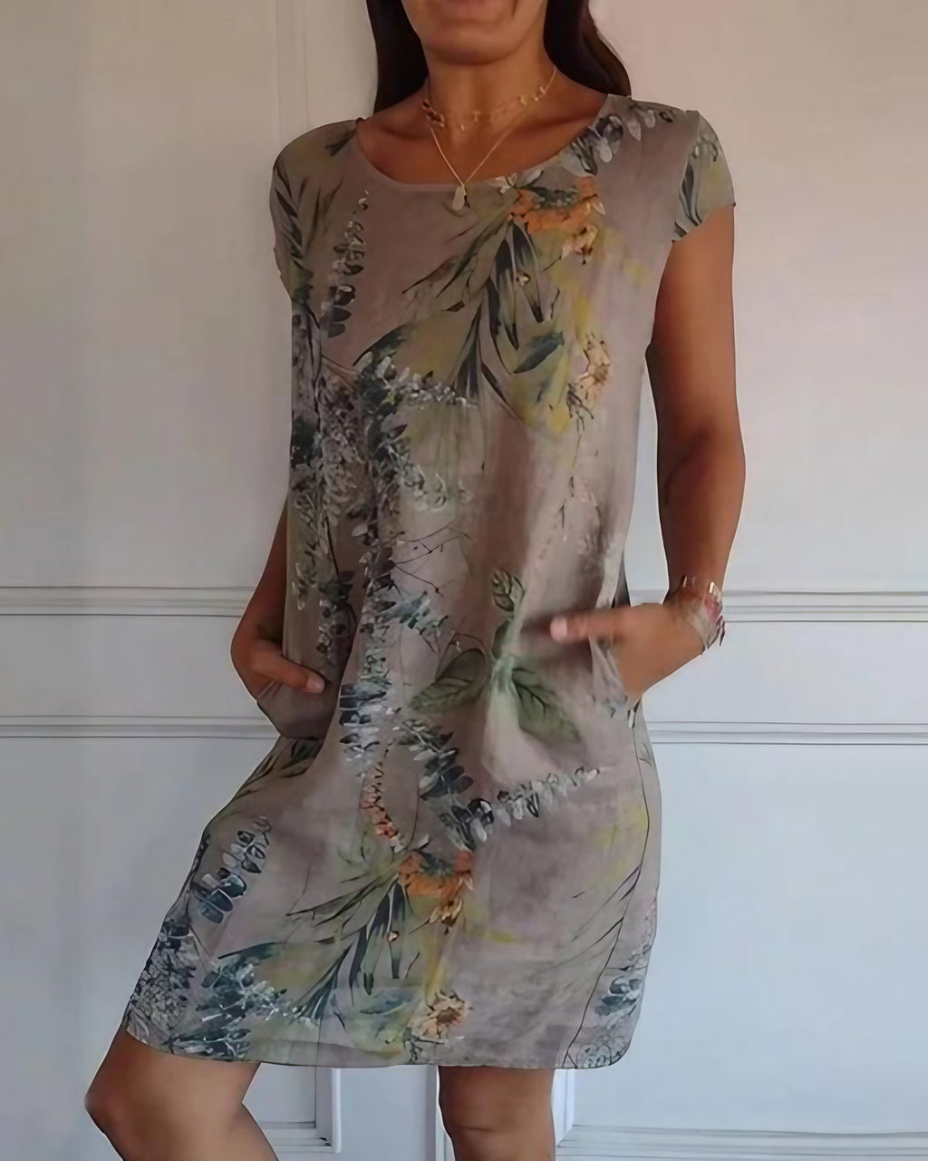 Robe d'été sans manches femme, coupe fluide, neuf coloris, marron