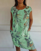 Robe d'été sans manches femme, coupe fluide, neuf coloris, vert
