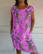 Robe d'été sans manches femme, coupe fluide, neuf coloris, lilas
