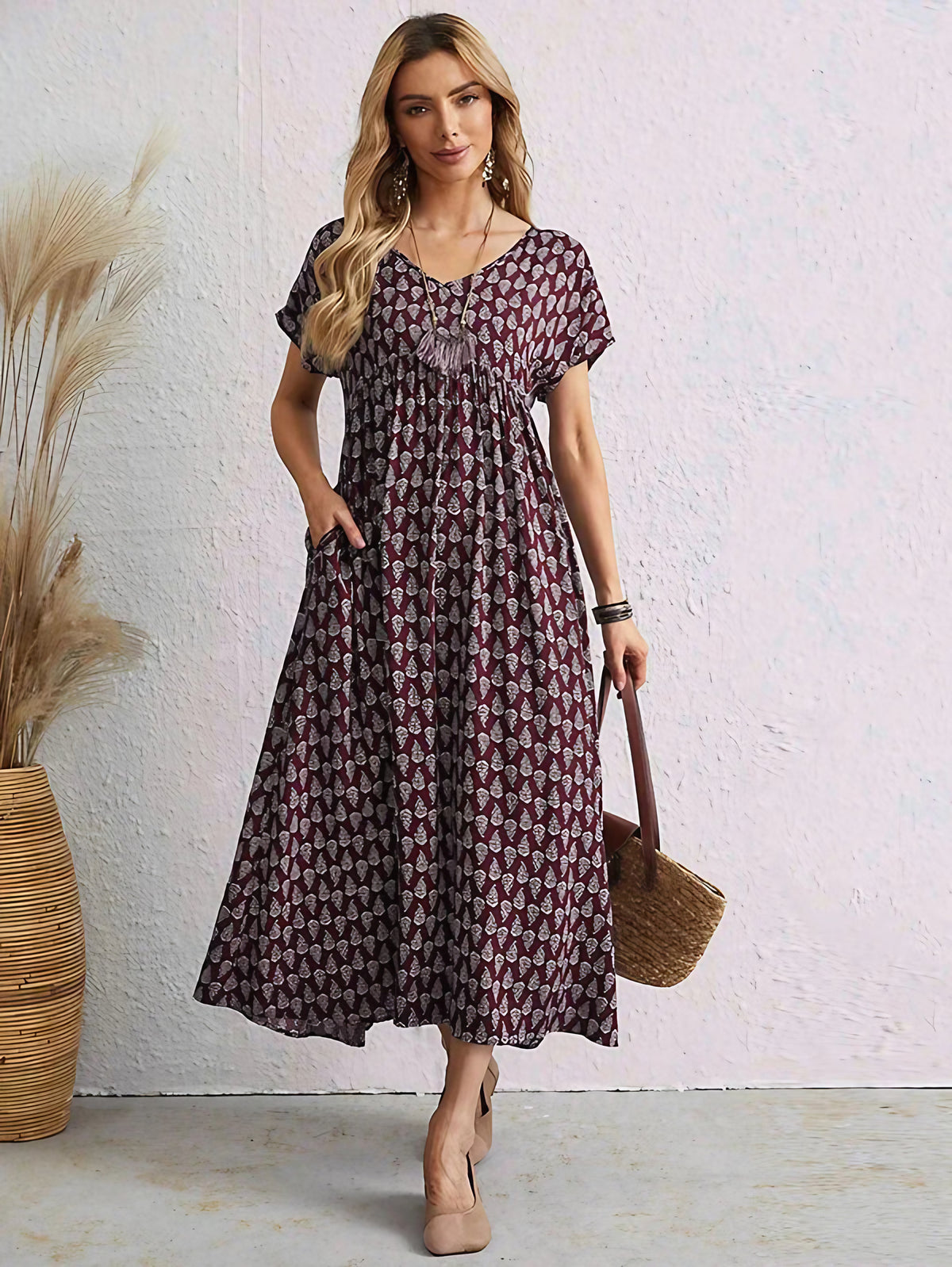Robe d'été femme à col V, esprit rétro, du S au 5XL, bleu