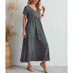 Robe d'été femme à col V, esprit rétro, du S au 5XL, bleu marine