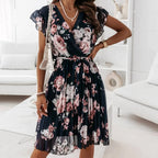 Robe d'été femme à manches courtes, longueur genou, du XS au 2XL, noir