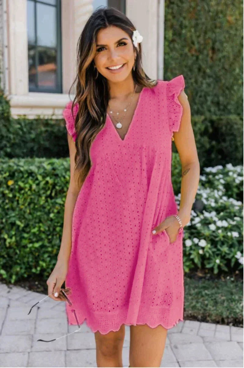 Robe d'été femme avec short intégré, onze coloris, XS au 3XL, rose vif