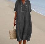 Robe cintrée femme à manches courtes, six coloris, gris
