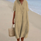 Robe cintrée femme à manches courtes, six coloris, kaki