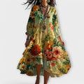Robe d'été fluide à imprimé fleuri vintage, jaune, jaune