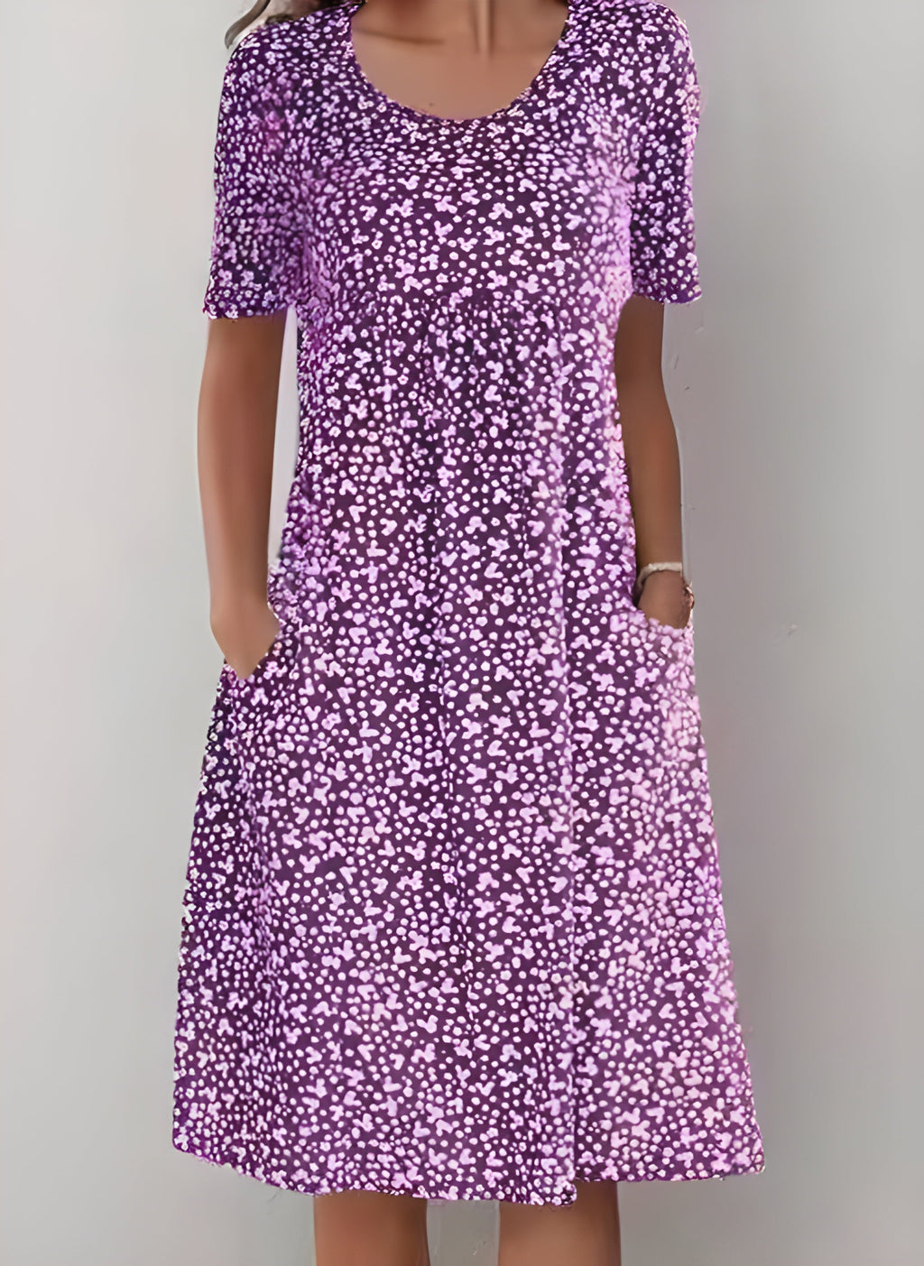 Robe d'été fluide femme à manches courtes, huit coloris, lila