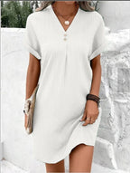 Robe midi d'été femme à large ceinture, manches courtes