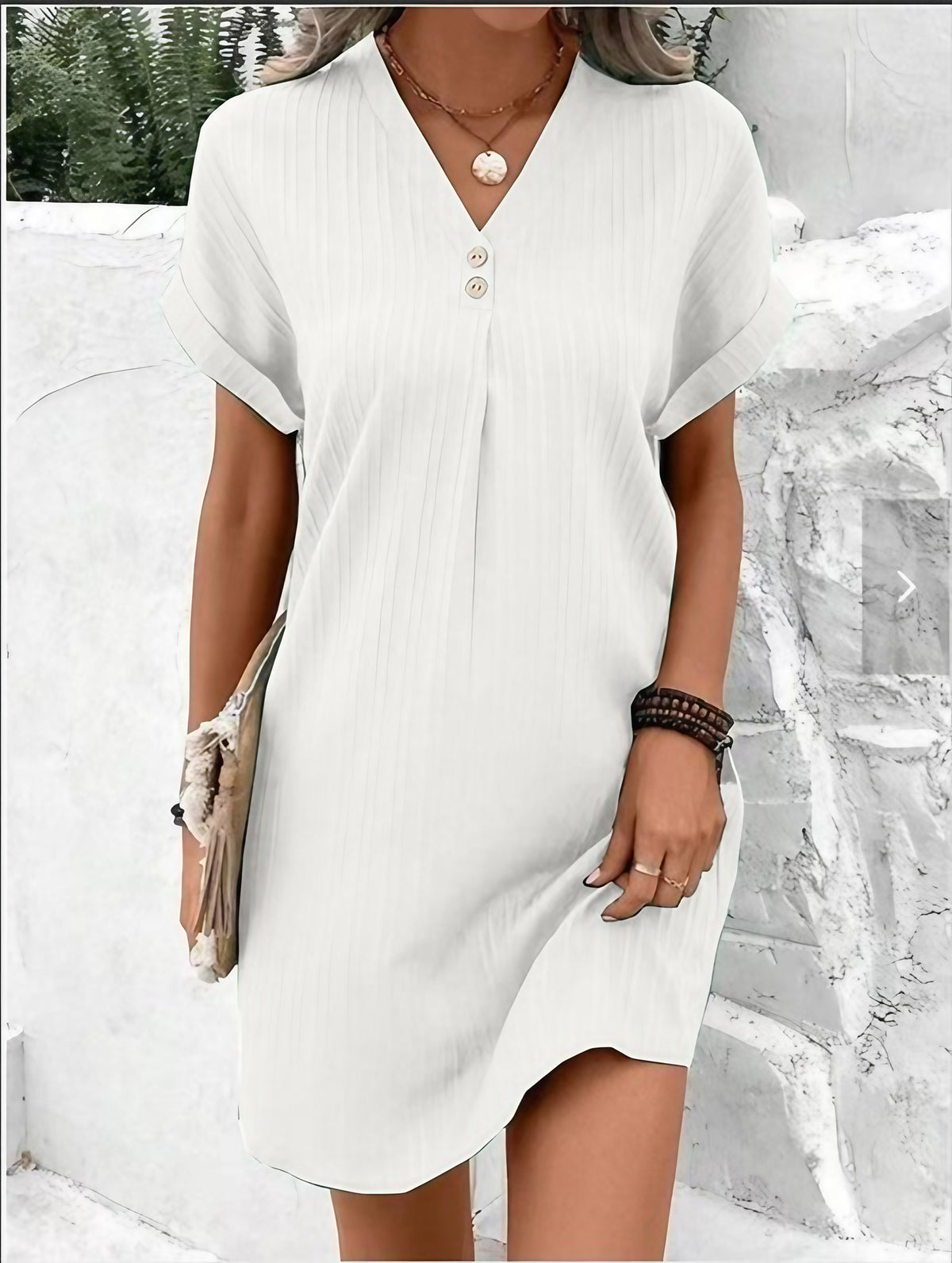 Robe midi d'été femme à large ceinture, manches courtes, blanc