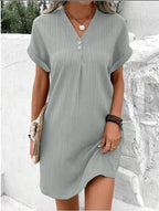 Robe midi d'été femme à large ceinture, manches courtes