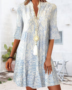 Robe de chambre femme imprimée à demi-manches, légère