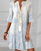 Robe de chambre femme imprimée à demi-manches, légère