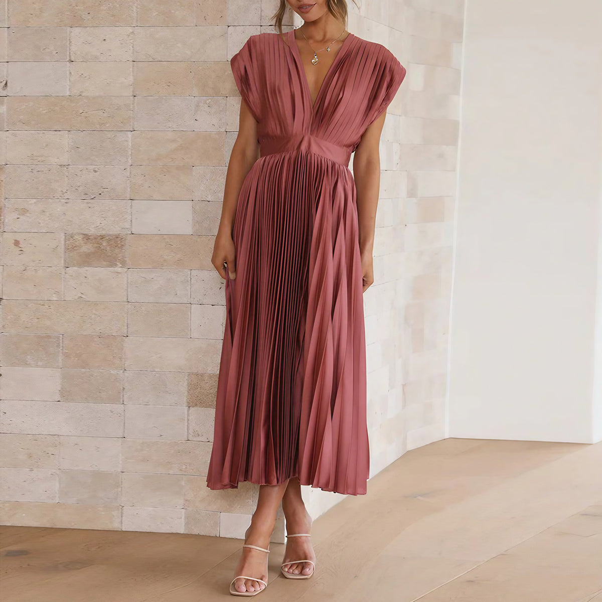 Robe col V femme à manches longues, cinq coloris