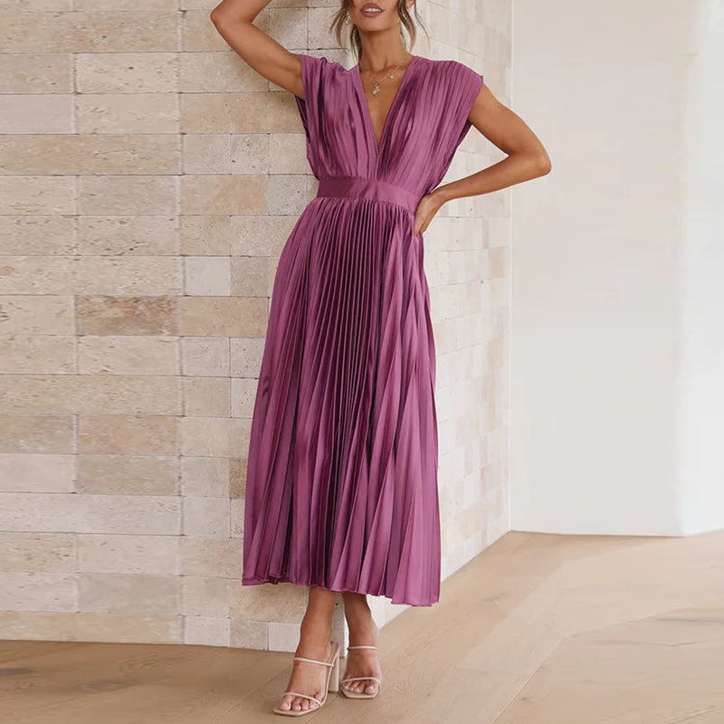 Robe col V femme à manches longues, cinq coloris