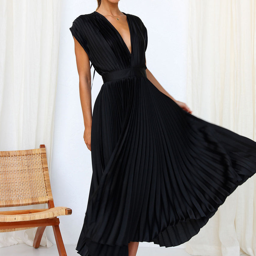 Robe col V femme à manches longues, cinq coloris