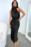 Robe de cocktail femme à manches courtes, sept coloris, noir
