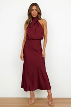 Robe de cocktail femme à manches courtes, sept coloris, bordeaux