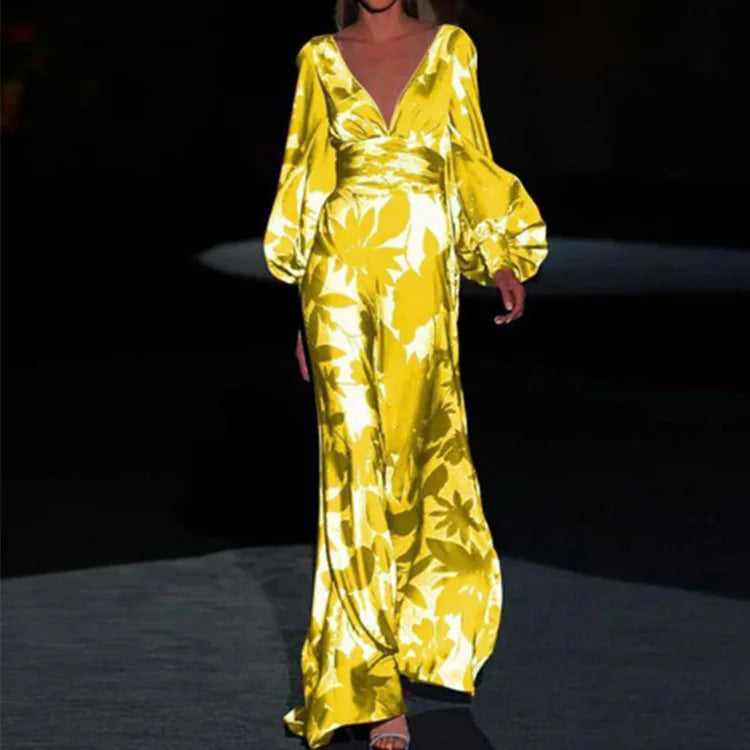 Robe de cocktail femme col V, manches courtes, quatre coloris, jaune