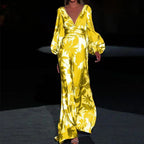 Robe de cocktail femme col V, manches courtes, quatre coloris, jaune