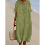 Robe midi de plage femme, coupe fluide, six coloris, jaune-vert
