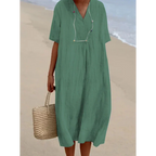 Robe midi de plage femme, coupe fluide, six coloris, vert