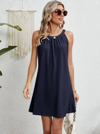 Robe de plage bustier femme, longue et fluide, sept coloris, bleu marine