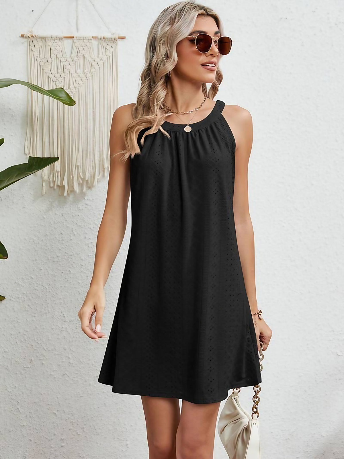 Robe de plage bustier femme, longue et fluide, sept coloris, noir