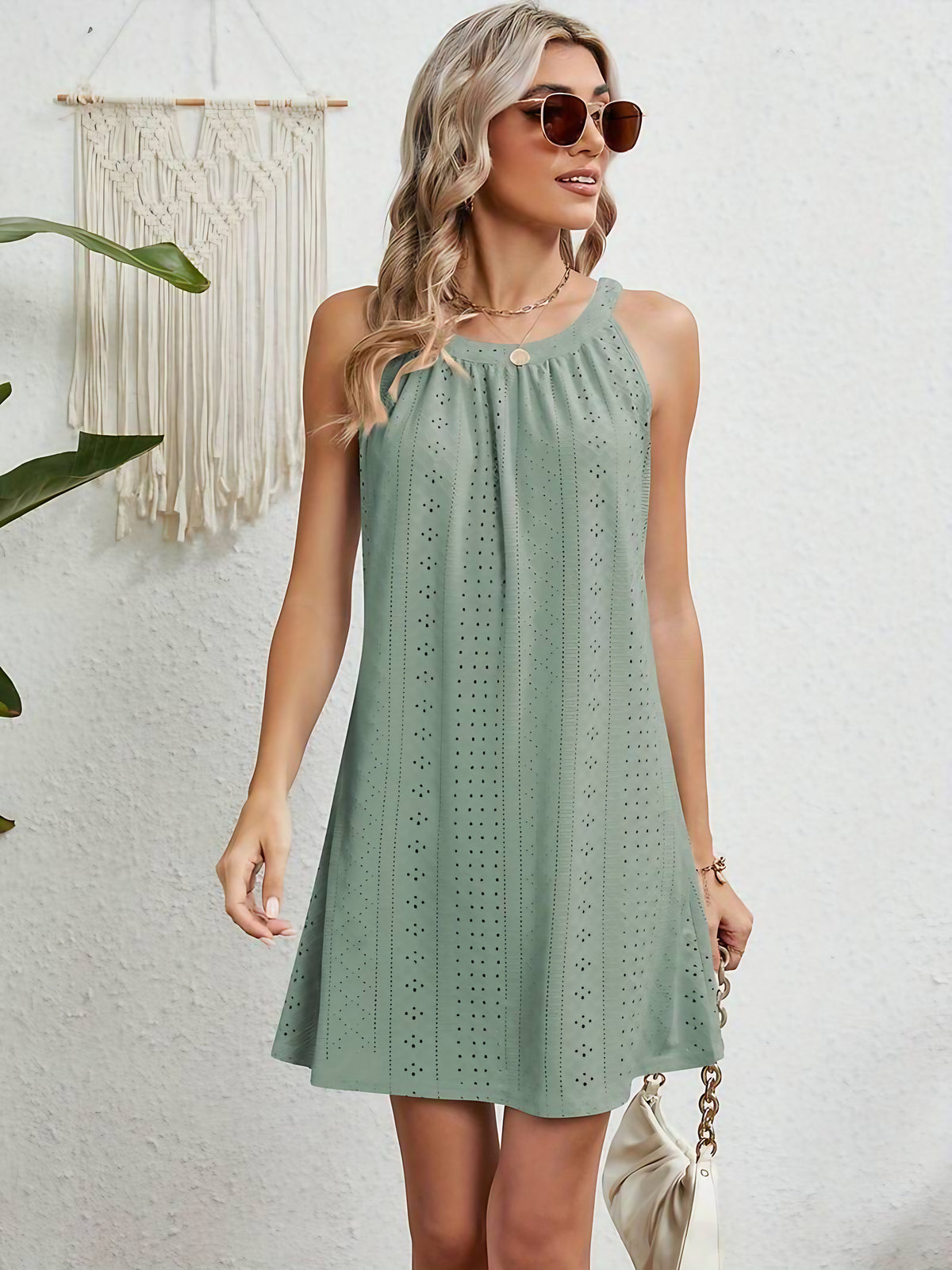 Robe de plage bustier femme, longue et fluide, sept coloris, vert clair