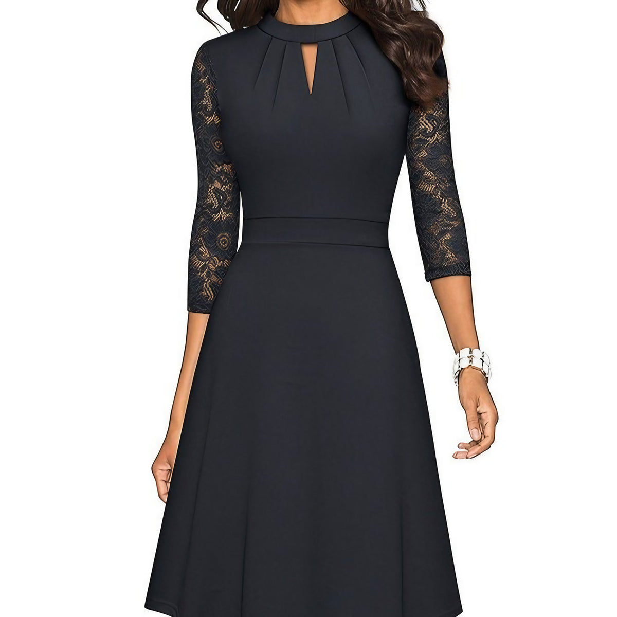 Robe de soirée femme à découpes, manches longues, du S au 2XL, noir