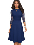 Robe de soirée femme à découpes, manches longues, du S au 2XL, bleu marine