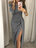 Robe de soirée femme à imprimé étoiles, six coloris, du S au 5XL, gris