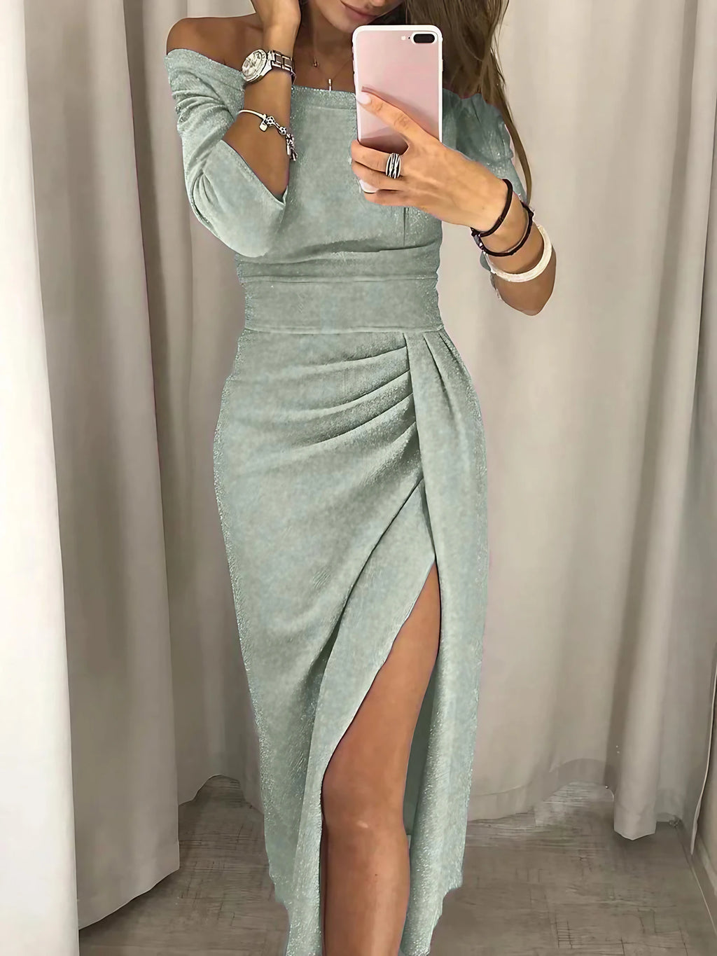 Robe de soirée femme à imprimé étoiles, six coloris, du S au 5XL, vert