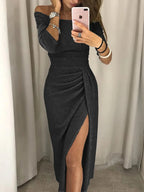 Robe de soirée femme à imprimé étoiles, six coloris, du S au 5XL, noir