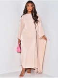 Robe de soirée femme à manches chauve-souris, coupe fluide, crème