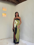 Robe de soirée femme cintrée à jupe fluide, quatre coloris, vert