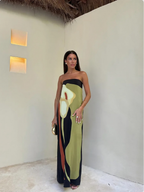 Robe de soirée femme cintrée à jupe fluide, quatre coloris, vert