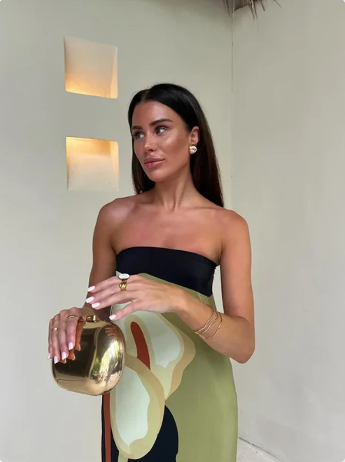 Robe de soirée femme cintrée à jupe fluide, quatre coloris