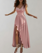 Robe de gala femme ajustée à manches longues, rose ou rouge, rose